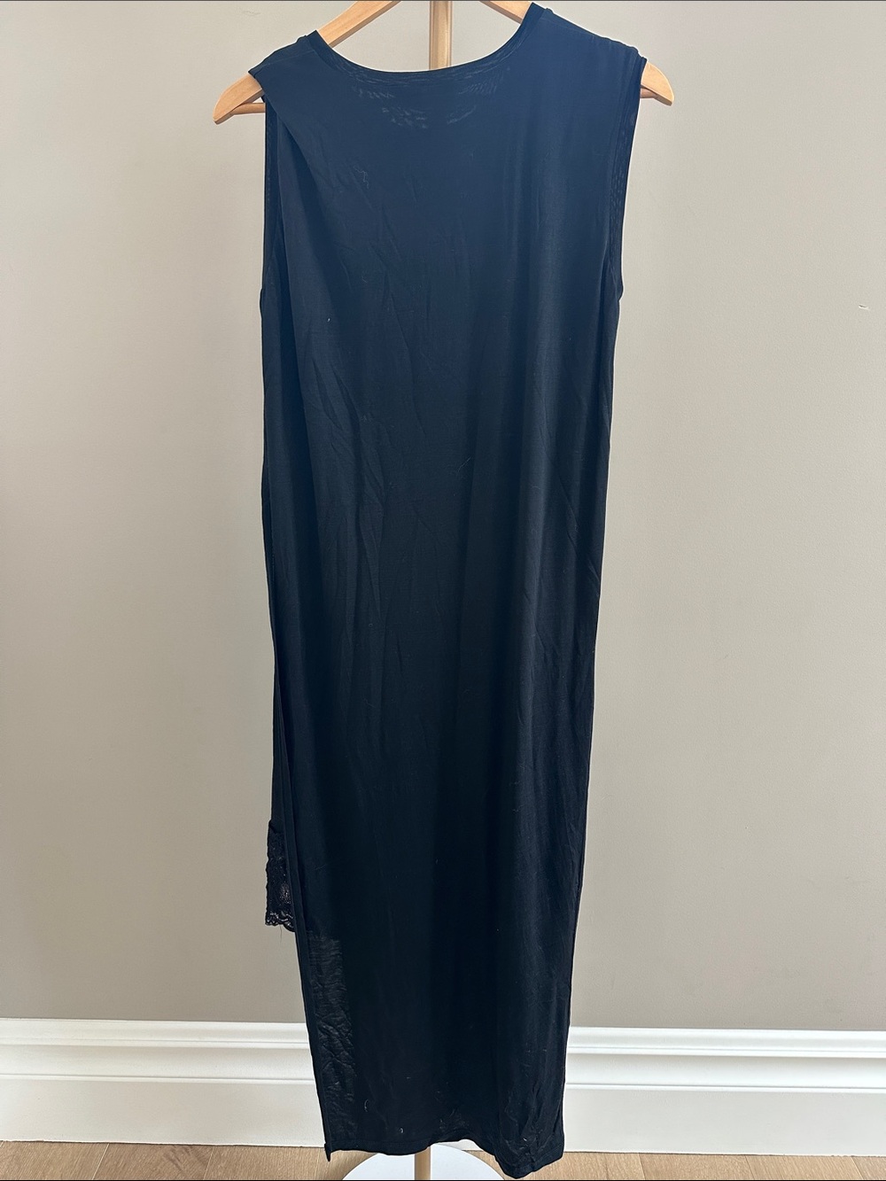 Acne Studios Black Lace Tencel Maxi Dress Asymmetrical Hem Tank Medium - Picture 8 of 10